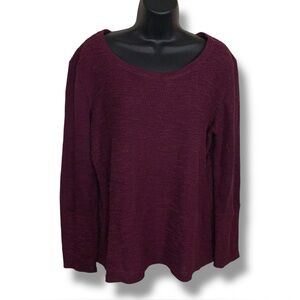 Large Layla Jayde Purple Knit Sweater Long Sleeve Round Neckline Casual Cotton